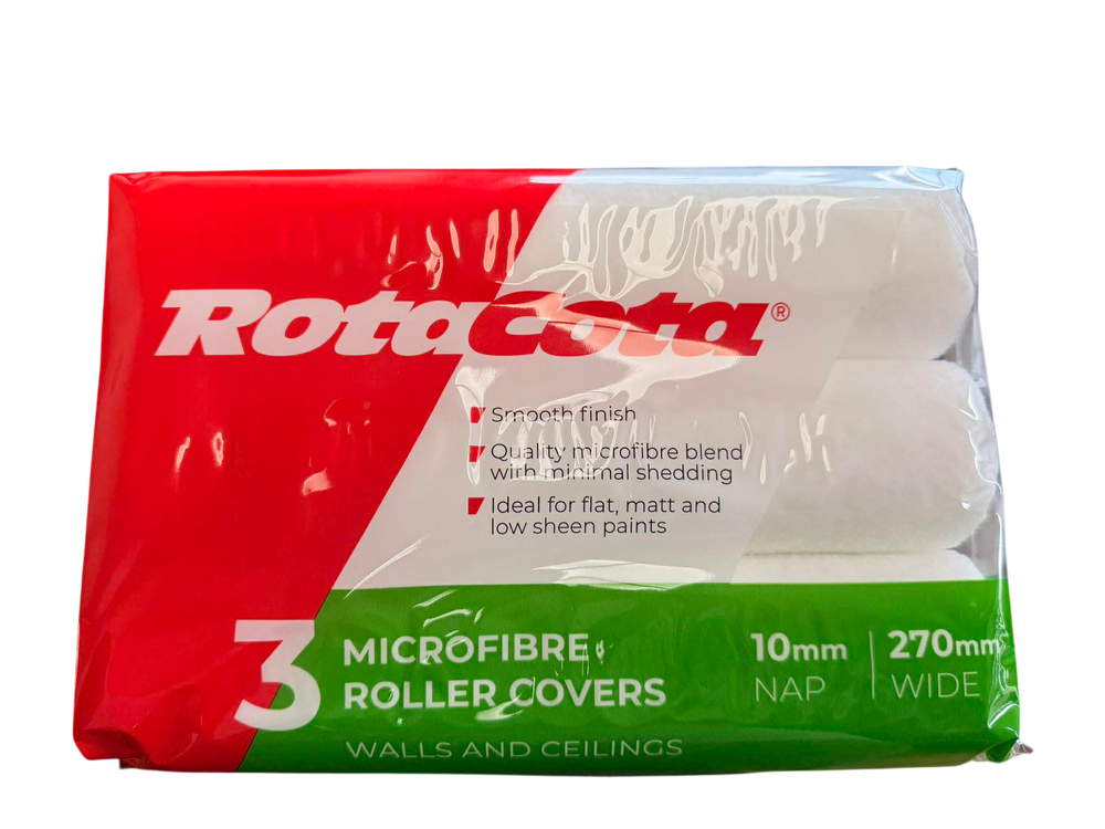 RotaCota Smooth MicroFibre 270mm Roller Cover 10mm Nap (Pack of 3)