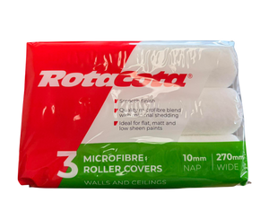 RotaCota Smooth MicroFibre 270mm Roller Cover 10mm Nap (Pack of 3)