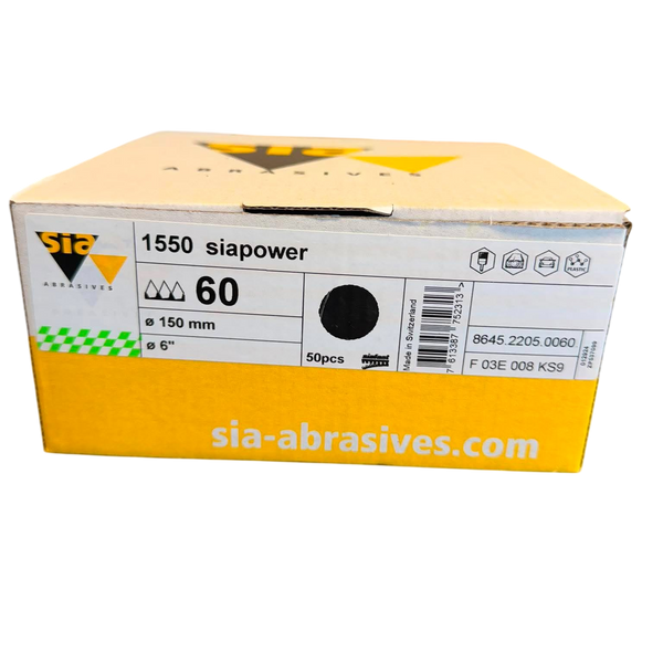 SIAPOWER 1550 Disc 150mm No Hole Green Hook & Loop (Box of 50)