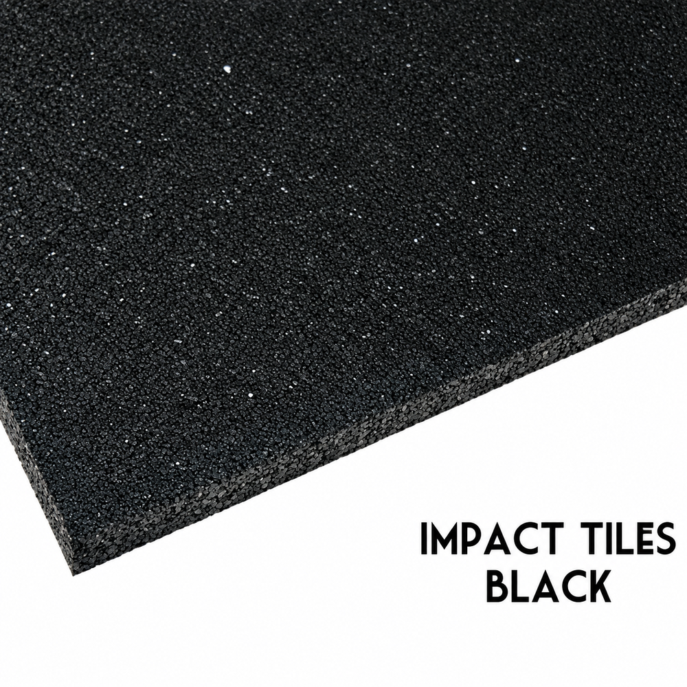 A1 Rubber Impact-Tile® Commercial Gym Flooring Black - 1m x 1m with bevelled edges