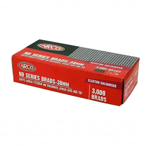 Airco ND Brads, 14 Gauge, Electro Galvanised