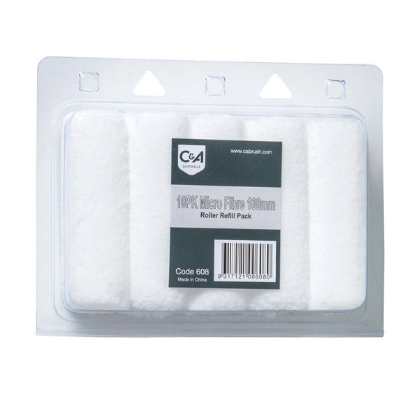 C & A Brushware Microfibre Mini Roller Refills 100mm (Pack of 10)