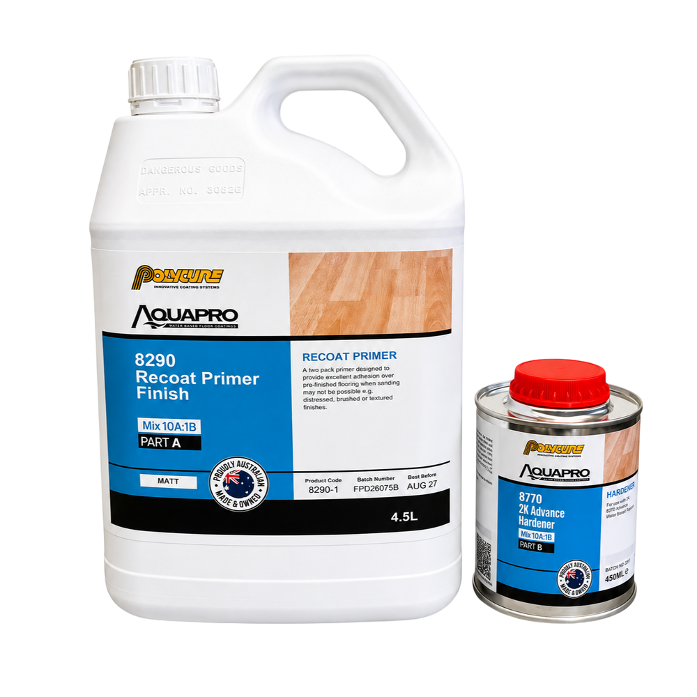 POLYCURE AQUAPRO 8290 Recoat Primer Finish Part A 4.5L & 8770 Advance 2K Part B Hardener 0.45ml