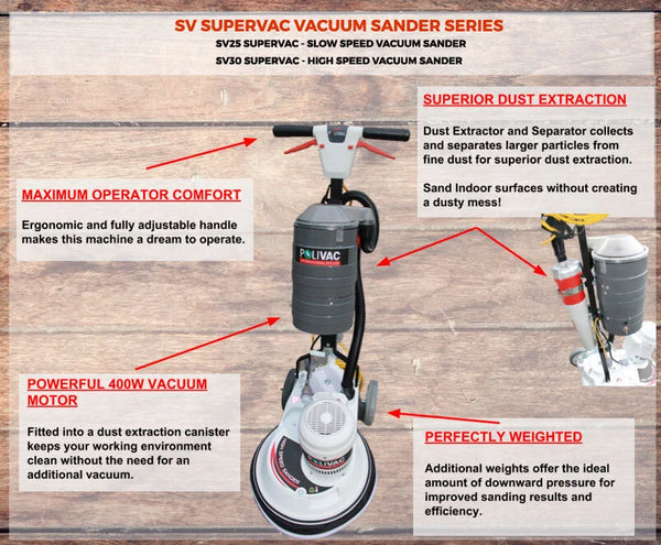 Polivac SV30 SuperVac Gen II High Speed Rotary Sander with 400 Watt Vac Motor Canister