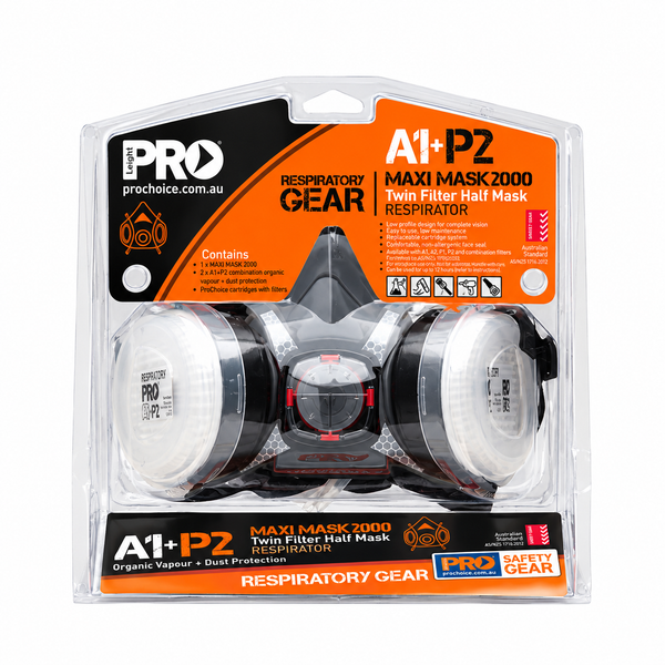 Pro Choice Twin Filter Half Mask Respirator A1+P2 Cartridges (HMA1P2)