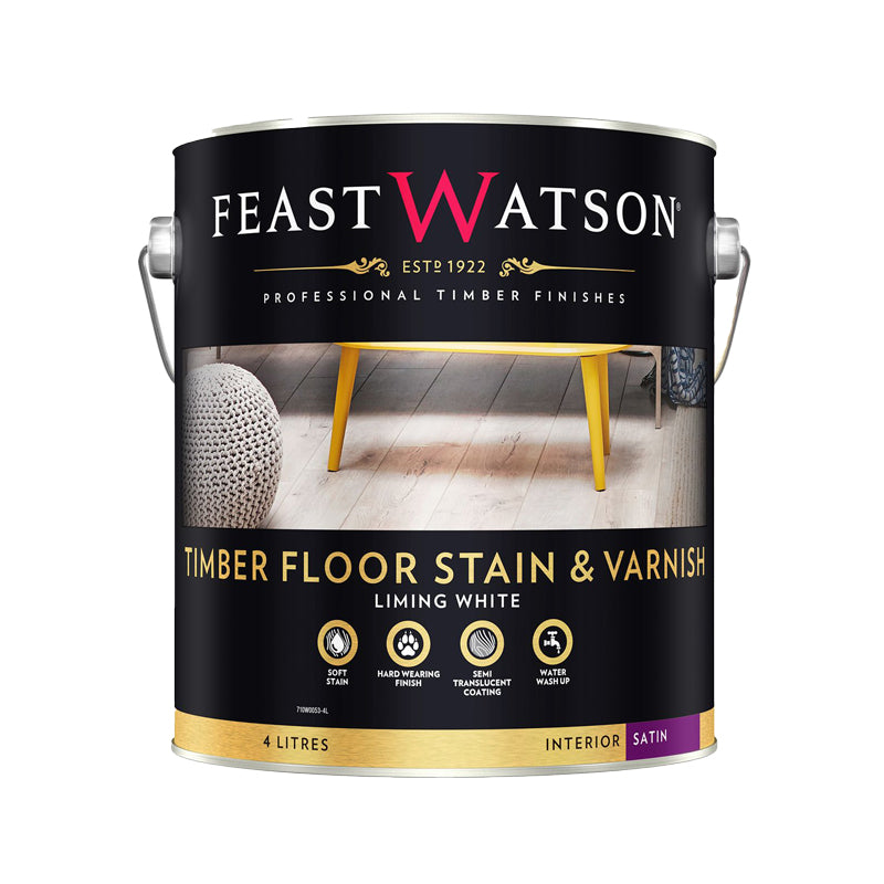 Feast Watson Timber Floor Stain & Varnish Liming White Water Base 4L
