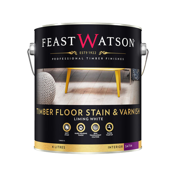 Feast Watson Timber Floor Stain & Varnish Liming White Water Base 4L