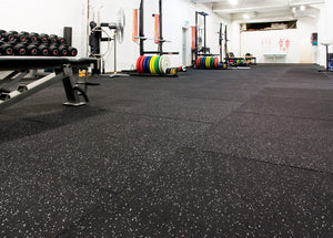 A1 Rubber Impact-Tile® Commercial Gym Flooring Black - 1m x 1m with bevelled edges