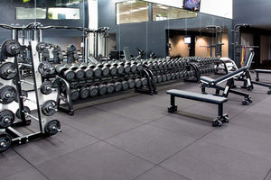 A1 Rubber Impact-Tile® Commercial Gym Flooring Black - 1m x 1m with bevelled edges