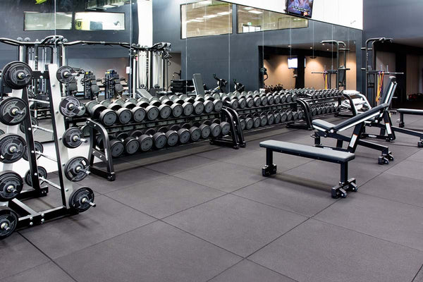 A1 Rubber Impact-Tile® Commercial Gym Flooring Black - 1m x 1m with bevelled edges