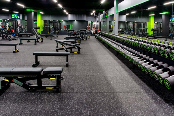 A1 Rubber Impact-Tile® Commercial Gym Flooring Black - 1m x 1m with bevelled edges