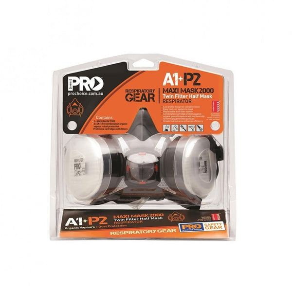 Pro Choice Twin Filter Half Mask Respirator A1+P2 Cartridges (HMA1P2)