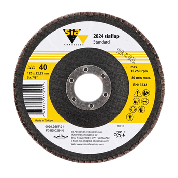 SIAFLAP 2824 Disc 125mm x 22,23mm Standard Zirconia Abrasive Flap Disc (Box of 10)