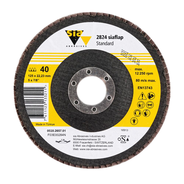 SIAFLAP 2824 Disc 125mm x 22,23mm Standard Zirconia Abrasive Flap Disc (Box of 10)